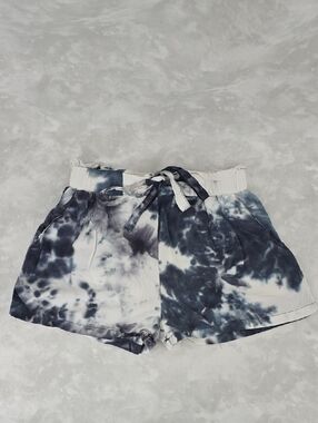 Charlotte Russe Blue and White Tie-Dye Elastic Waist Shorts
